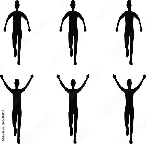 silhouettes of people running in silhouettes