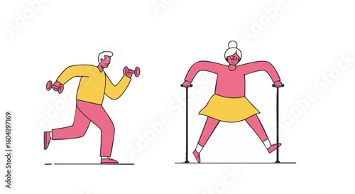 Elderly people exercising in a healthy lifestyle.