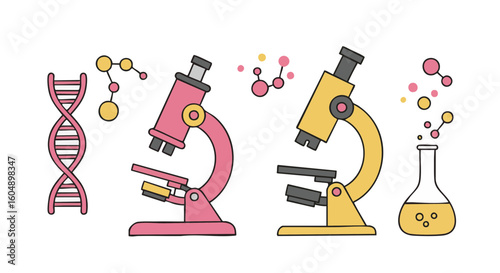 Microscopes and scientific elements.
