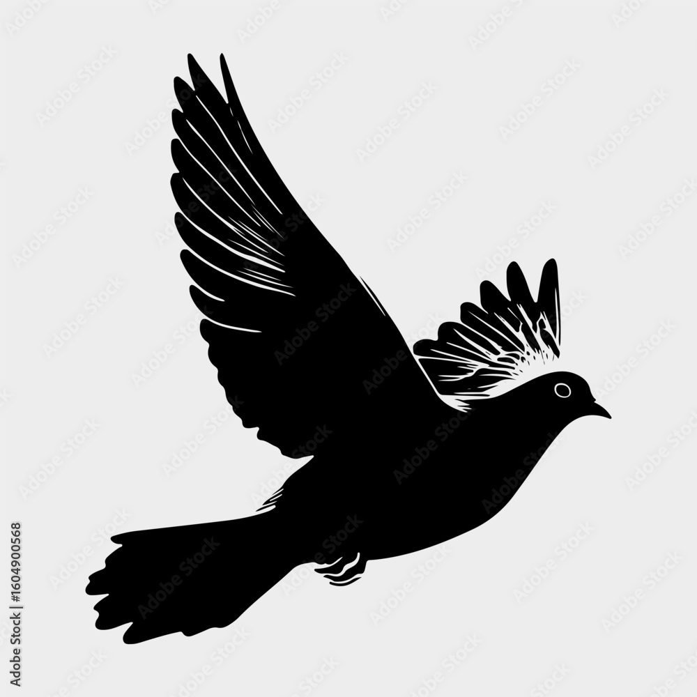 Obraz premium Bird Wild Black Pigeon Signs Artwork Graphic Vintage Design