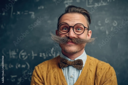 Math Genius With Funny Mustache Proudly Shares His Solutions to Universe's Riddles
