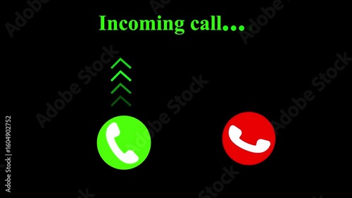 Incoming Call Animation – Green and Red Phone Button Interface Mobile Incoming Call Notification – Accept or Decline Animation.