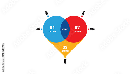 Venn diagram with three options and people icons infographic