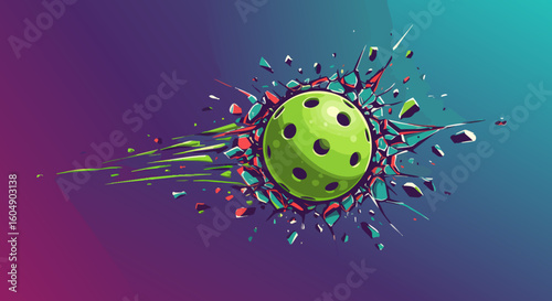 Dynamic Pickleball Shot Illustration with Abstract Speed Energy Design