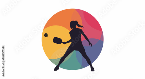 Sport Activity Game Recreation Woman Player Pickleball Racket Paddle Ball