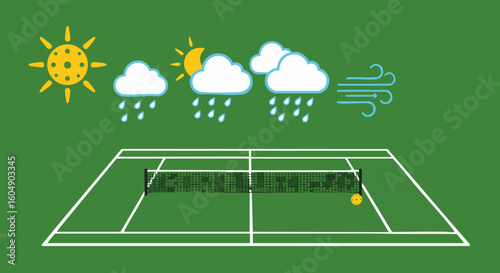 Outdoor Tennis Court Weather Conditions Forecast Sport Activities Game