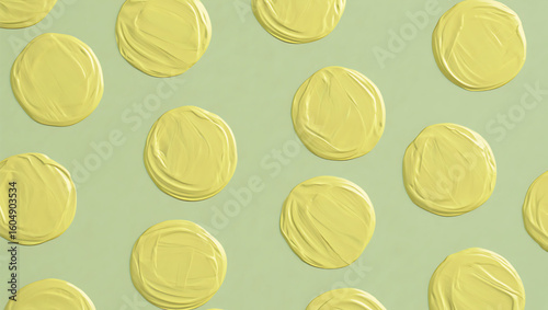Yellow paint strokes on a pale green background texture