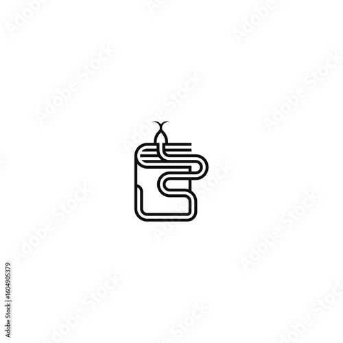 Book of crawling snake logo idea.