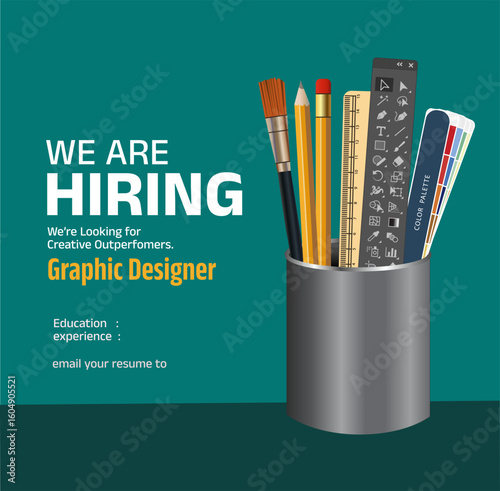 We are hiring Graphic Designer. Job Vacancy Social Media poster. vector illuistration