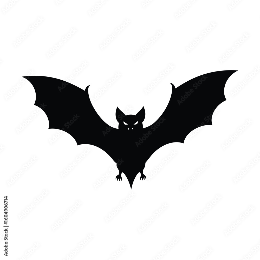 Fototapeta premium Black bat silhouette flying isolated on white background