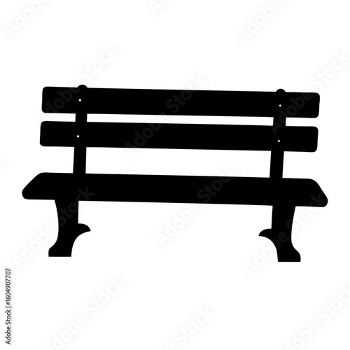 Simple monochrome silhouette of a park bench with three planks of wood