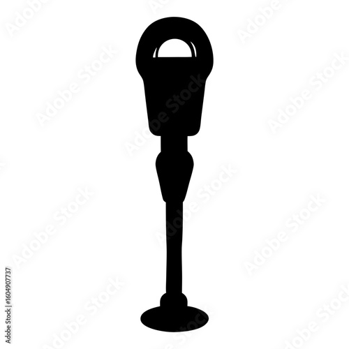 Silhouette of old fashioned parking meter with round top and stand