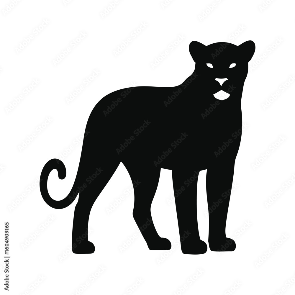 Obraz premium Black panther silhouette standing on white background isolated on white background