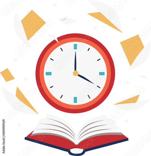 A clock with book pages as the hands or flying around it (time spent reading is never wasted)