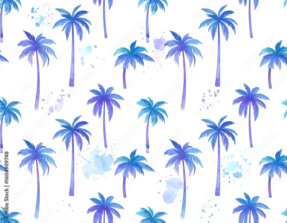 Obraz premium Watercolor palm trees pattern