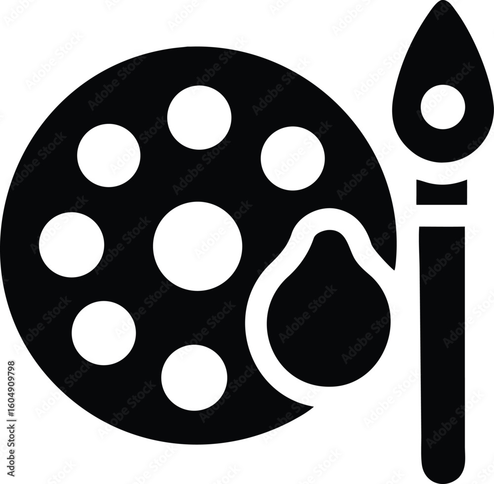 Obraz premium Artistic palette and paint brush icon