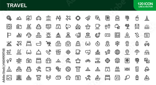 Vibrant Travel Icons – Modern Vector Set for Tourism, Adventure, and Vacation Projects – Perfect for Designers