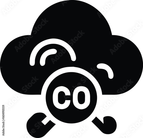 Carbon monoxide cloud pollution icon