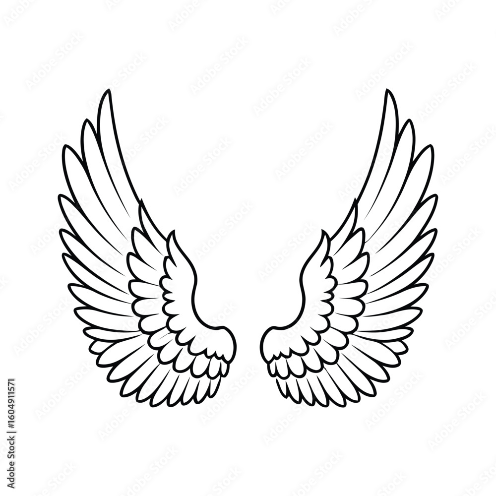 Obraz premium Pair of angel wings silhouette isolated on white background