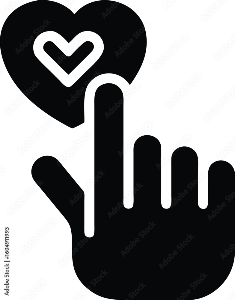 Obraz premium Hand touching heart icon
