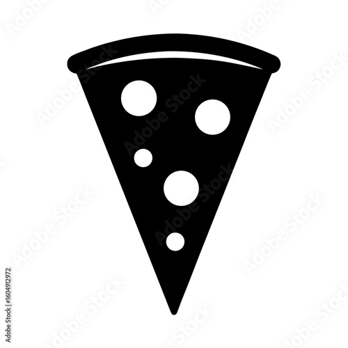 A single black pizza slice icon on a plain white background