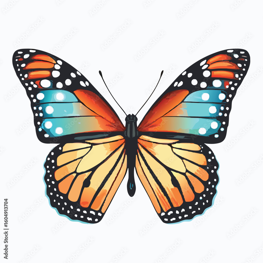 Obraz premium Vibrant Monarch Butterfly - Colorful Insect Illustration