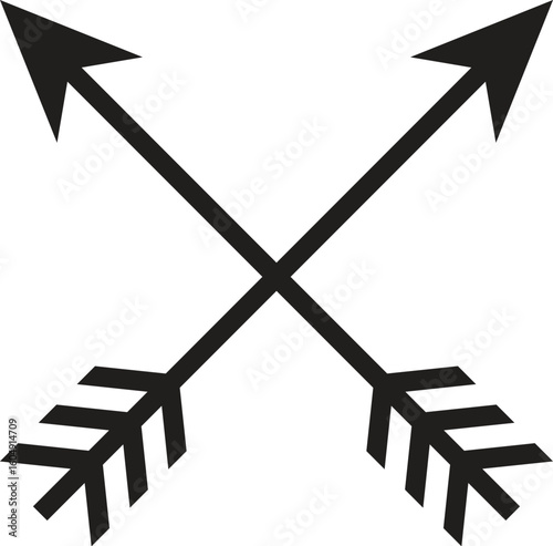 Bow and arrows isolated on white background. Archery or hunter tools