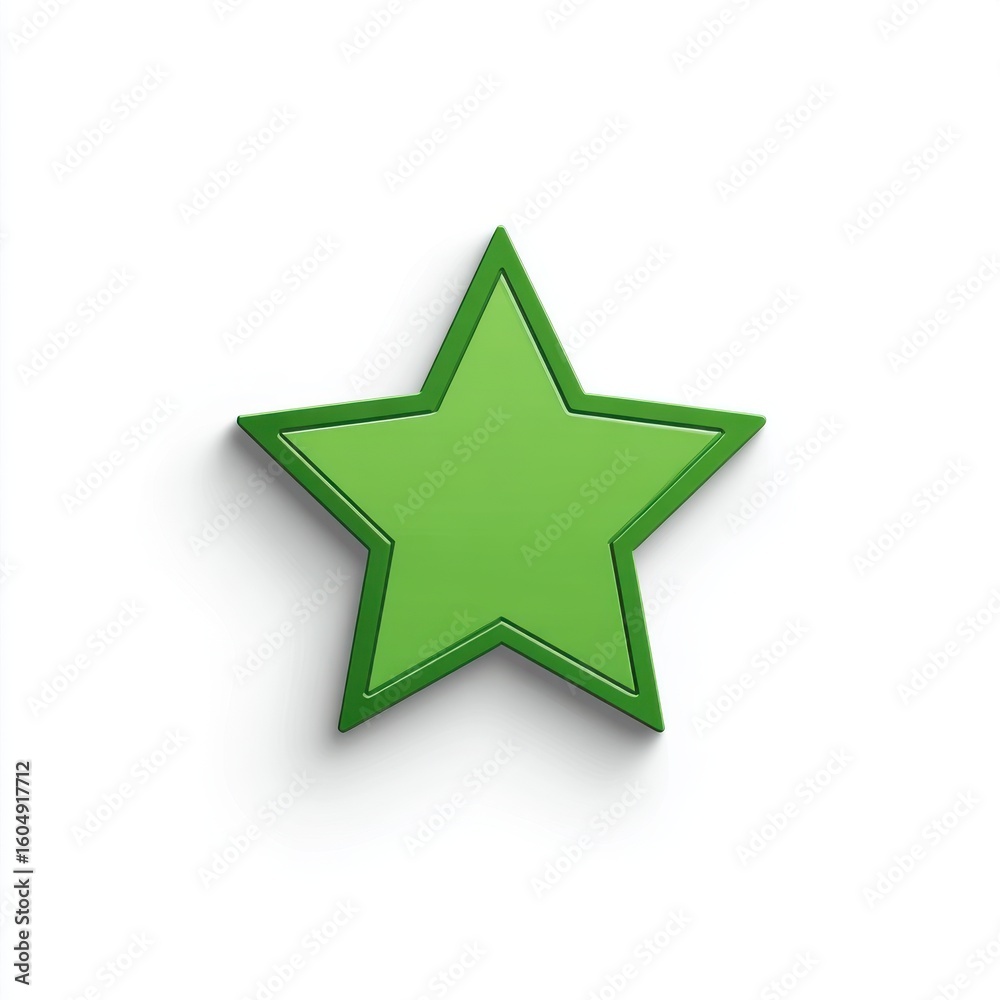 Fototapeta premium Green 3D Star Icon on White Background