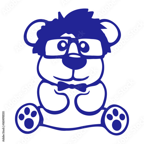 Bear Nerd Geek Smart Intelligent Horn-Rimmed Glasses
