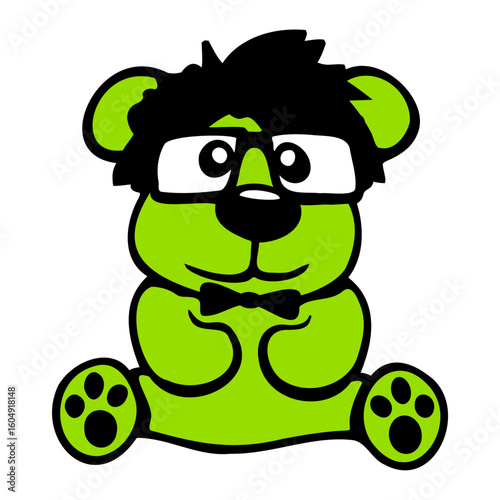 Bear Nerd Geek Smart Intelligent Horn-Rimmed Glasses