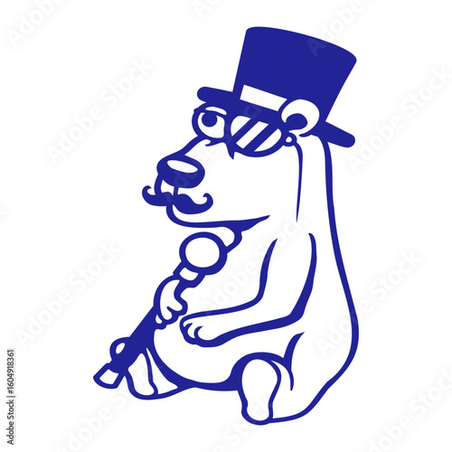 Bear Sir Gentleman Mr. rich Monocle Glasses Top Hat