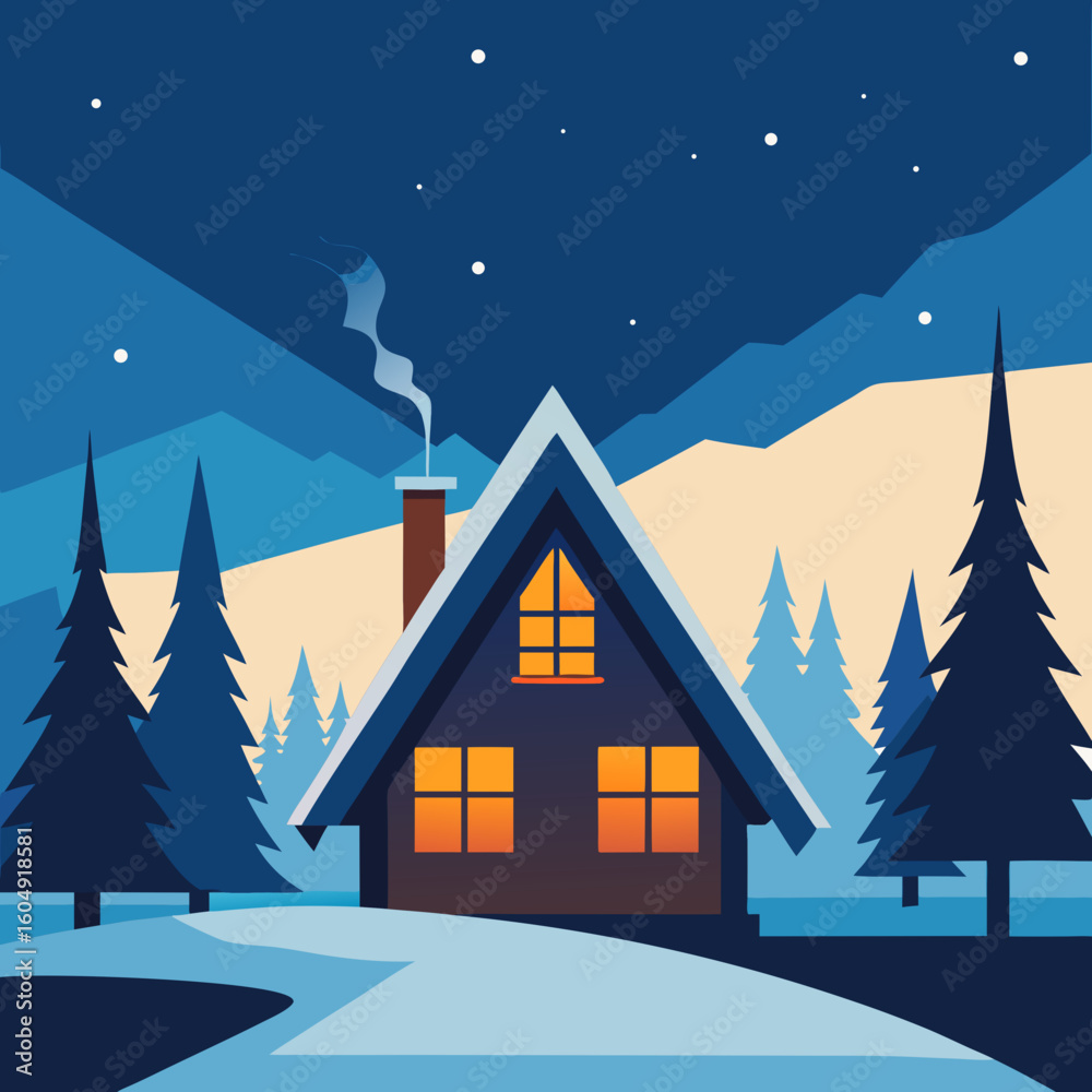 Fototapeta premium christmas night landscape