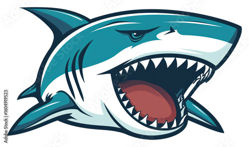 teal shark with open mouth clip art preview