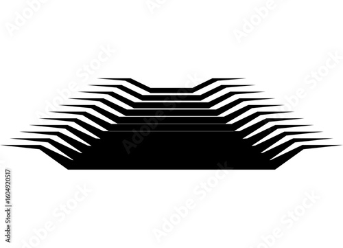 Abstract striped black pattern on white background. Modern vector design element from lines. Sporty vector background. Shape for text
