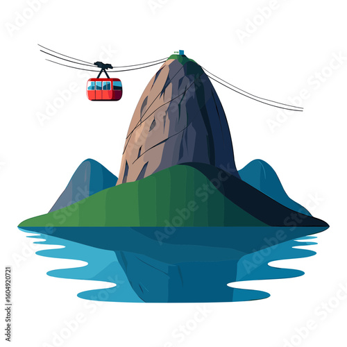 Cable Car Ascending Sugarloaf Mountain in Rio de Janeiro