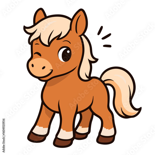 cartoon foal winking cute little horse illustrations