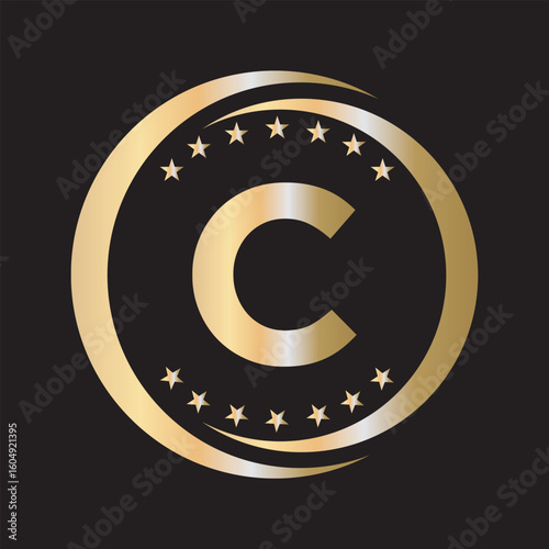 Star Logo combine with letter C vector template