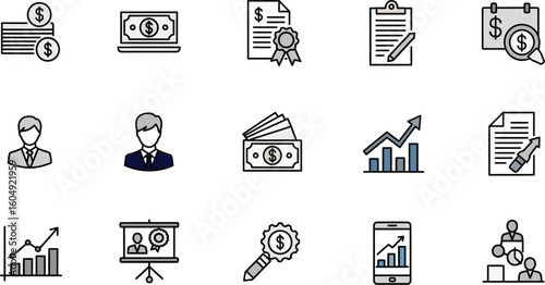 Financial Business Icon Set: Investment & Growth