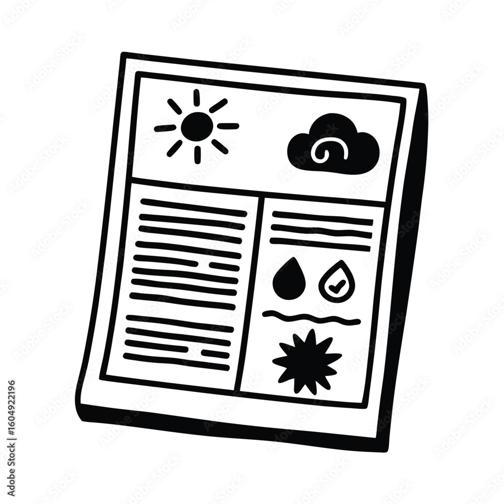 Naklejka premium Blank Newspaper with Weather Icons in Corner