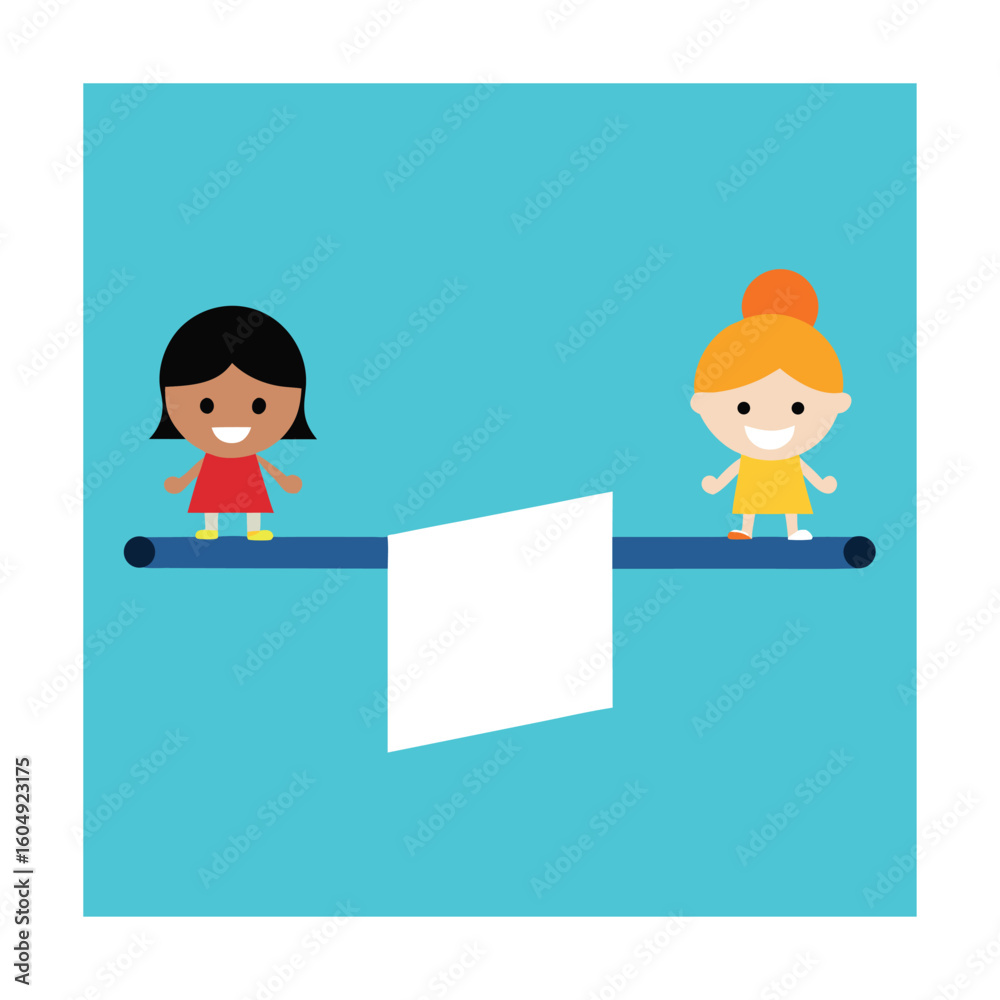 Kids on Seesaw with Text Space Below Kids on Seesaw with Text Space Below