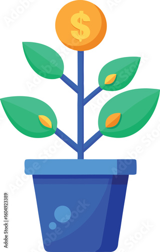 Money tree growth vector illustration