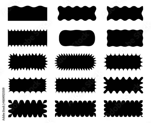 Black wavy and jagged border shapes white borders