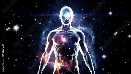 Human form infused with cosmic energy