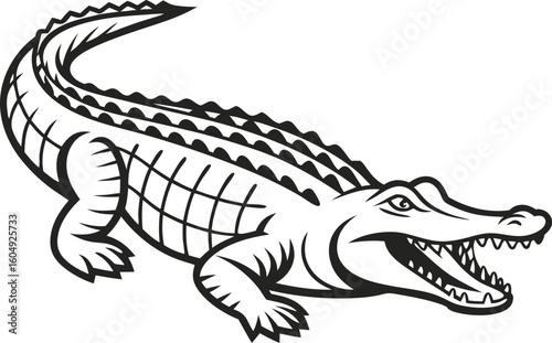 crocodile outline avatar on transparent background illustration