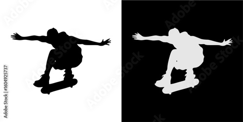 Skateboarder Silhouette Performing an Air Trick