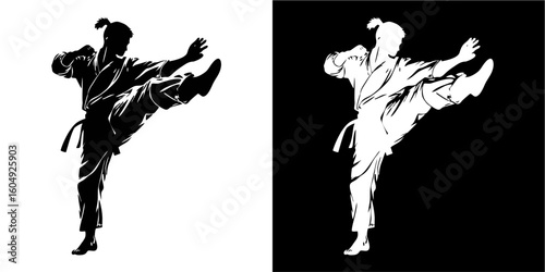 Karate Practitioner in Dynamic Action Pose