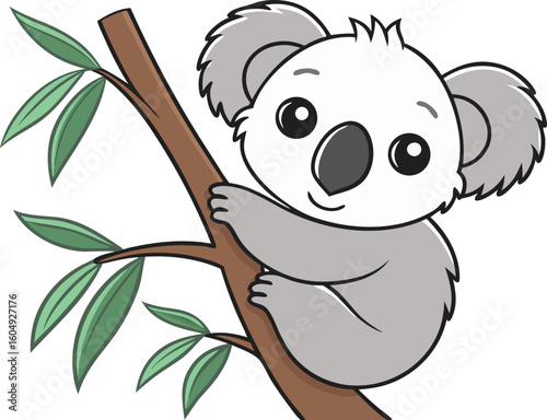 adorable koala isolated transparent background vector illustration