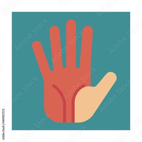 Open Palm Hand with Five Fingers Flat Icon