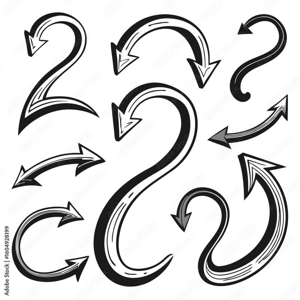 Naklejka premium A set of arrows collection with flat design