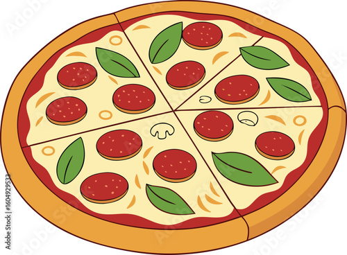 classic pepperoni pizza slice icon with transparent background